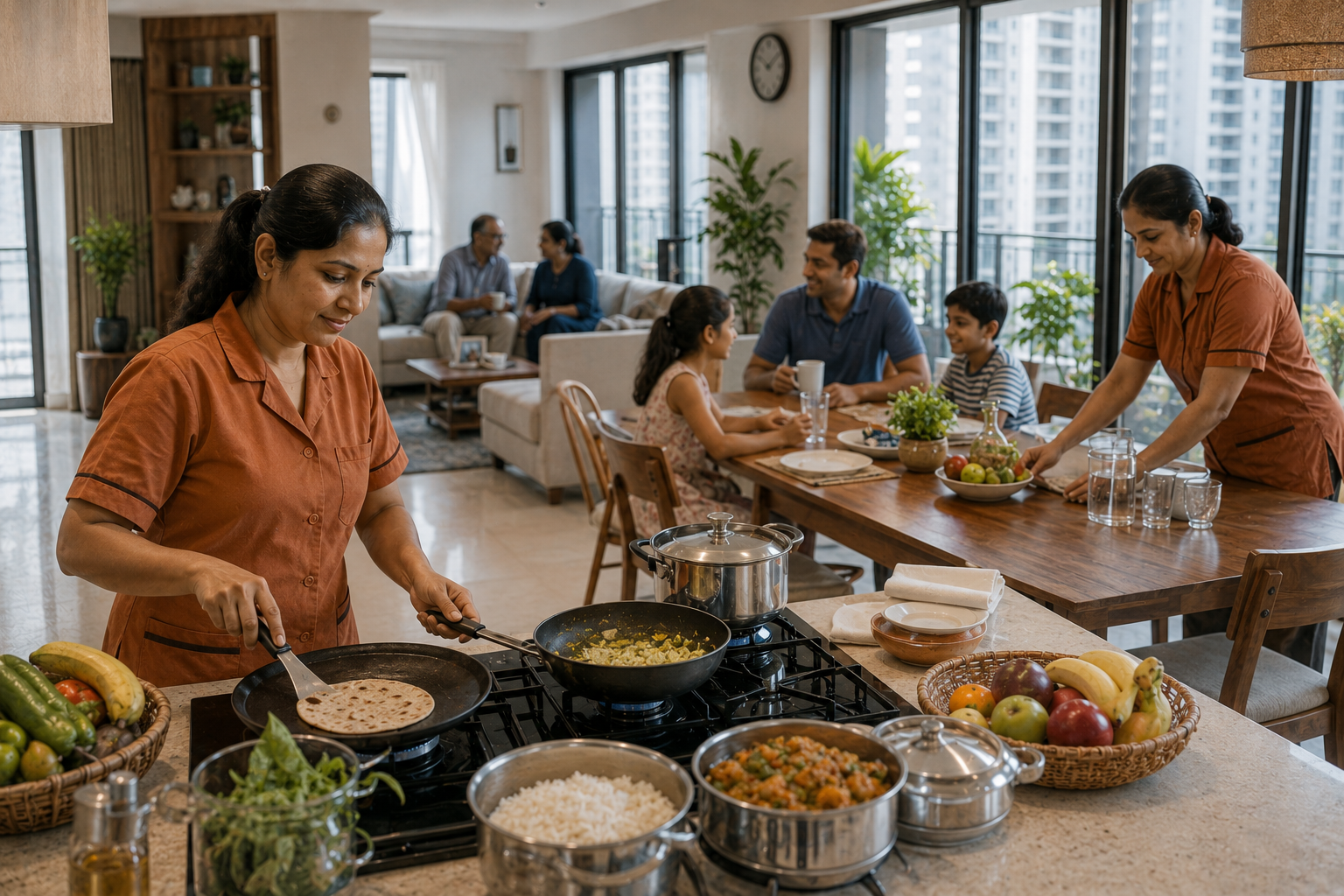 Best 24 Hours Maid and Cook for Large Families in Mumbai